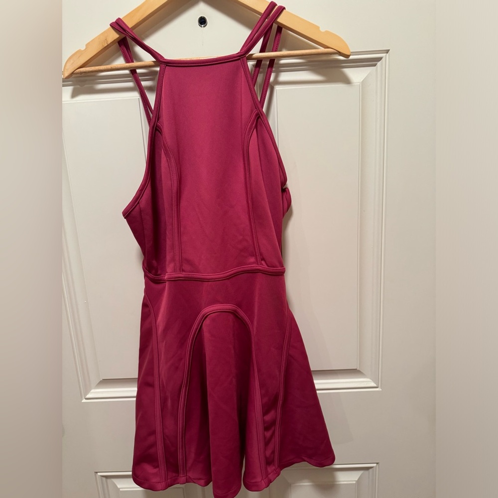 Nasty gal berry pink flare dress strappy back size small